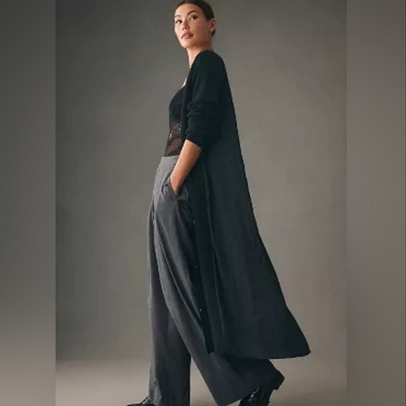 Anthropologie Sweaters - Anthropologie Long Twofer Cardigan Duster Black Xs
